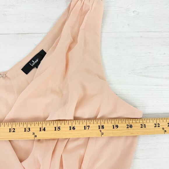 Lulus‎ Bridesmaid Maxi Dress Size 2X Blush Pink Thoughts of Hue Surplice Chiffon - Picture 12 of 16